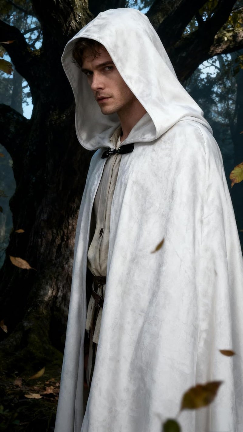 UQJE Medieval Cloak with Hood Halloween Renaissance Hooded Cape for Men and Women - Image 5